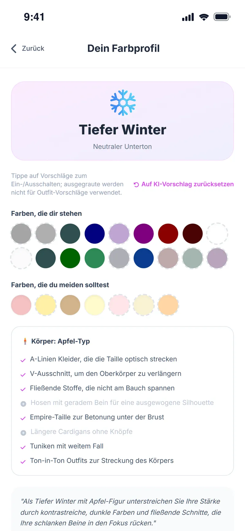 Farbprofil: Typ Tiefer Winter, neutraler Unterton, Farben, die dir stehen, und Farben, die du meiden solltest