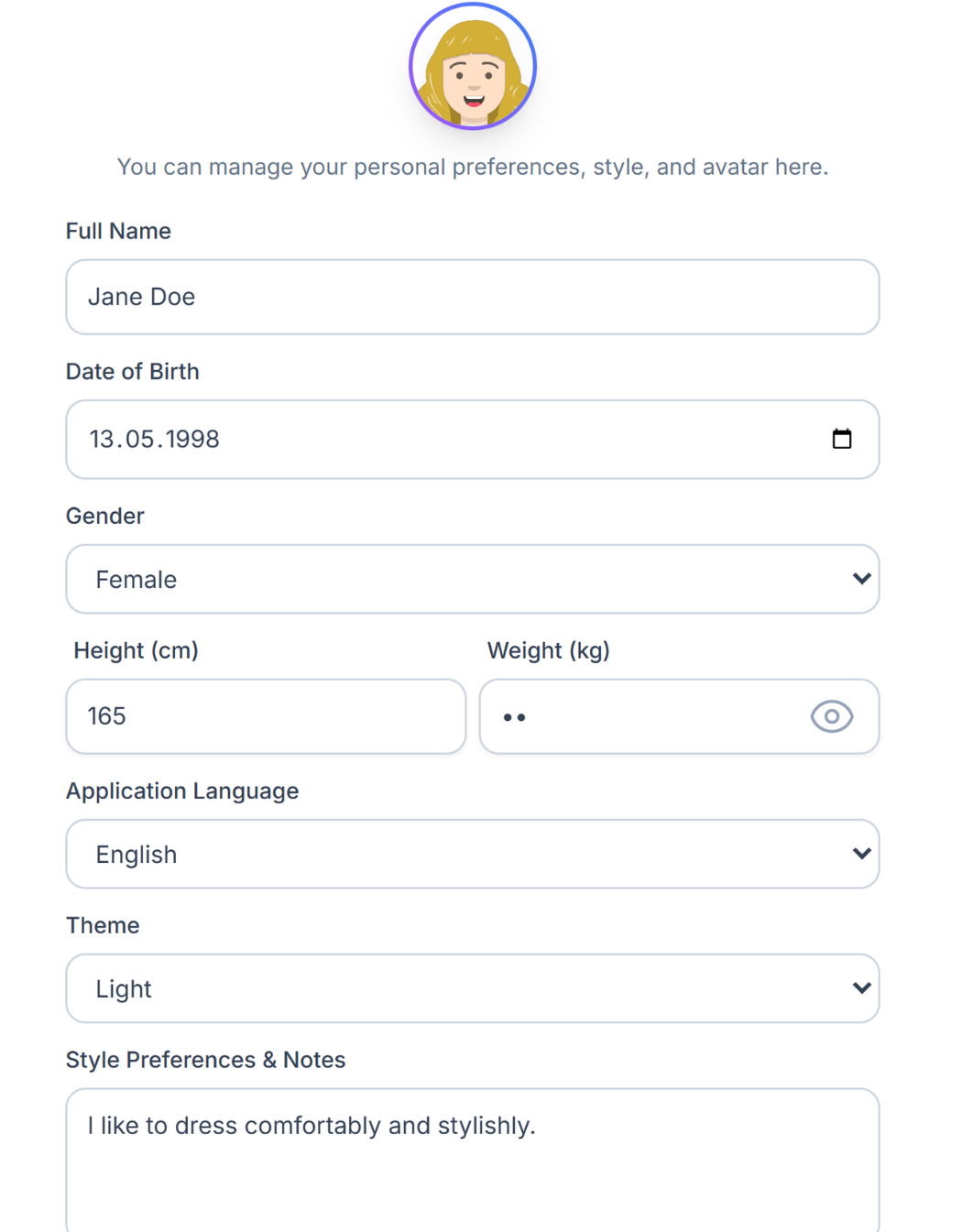 Profile Settings