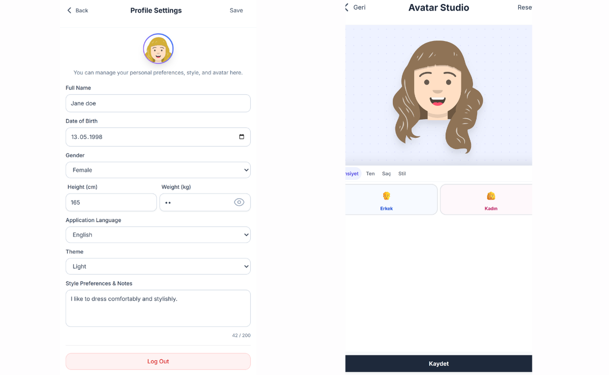 Profile Settings Screen