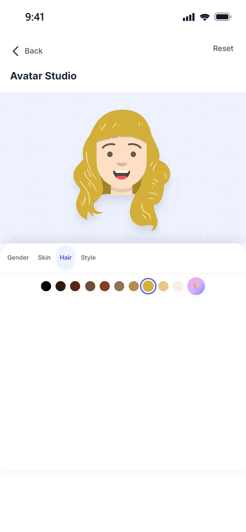 Avatar Studio: hair color options