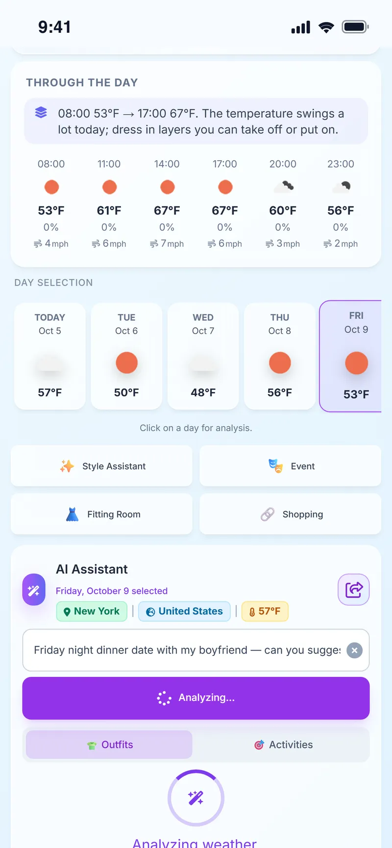 AI Assistant analyzing a request for a Friday dinner date