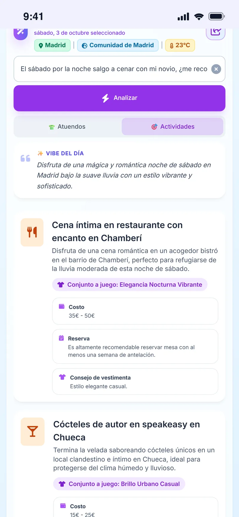 Actividades sugeridas para la noche en Madrid: lugares con coste, reserva y consejo de vestimenta