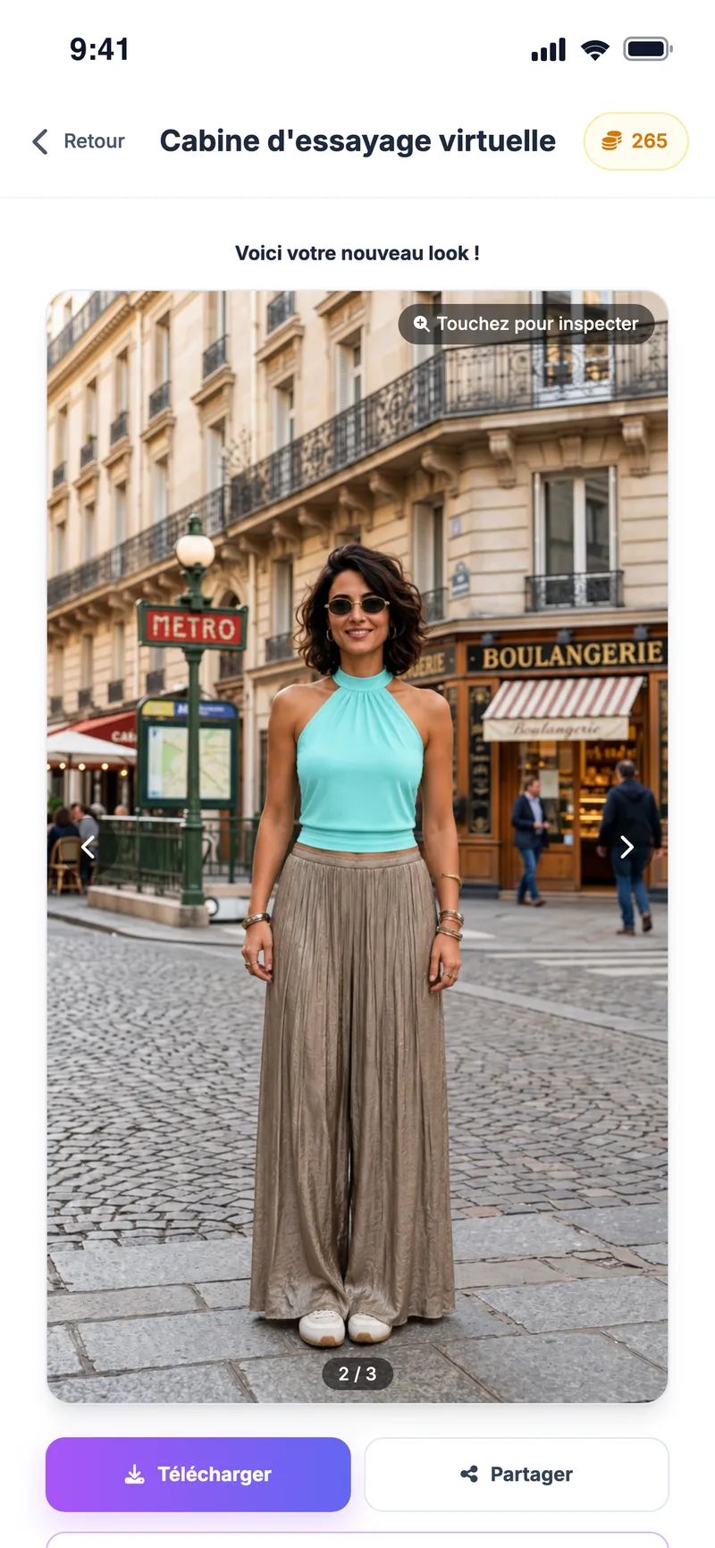 Essayages précédents : le look de soirée dans la galerie de la cabine d'essayage