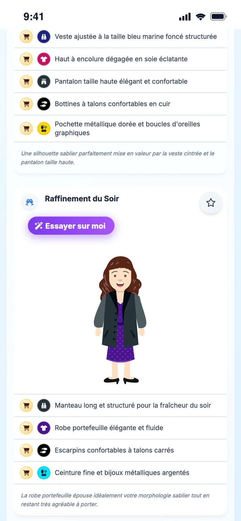 Autre idée de tenue pour la même soirée, sur l'avatar et avec ses pièces