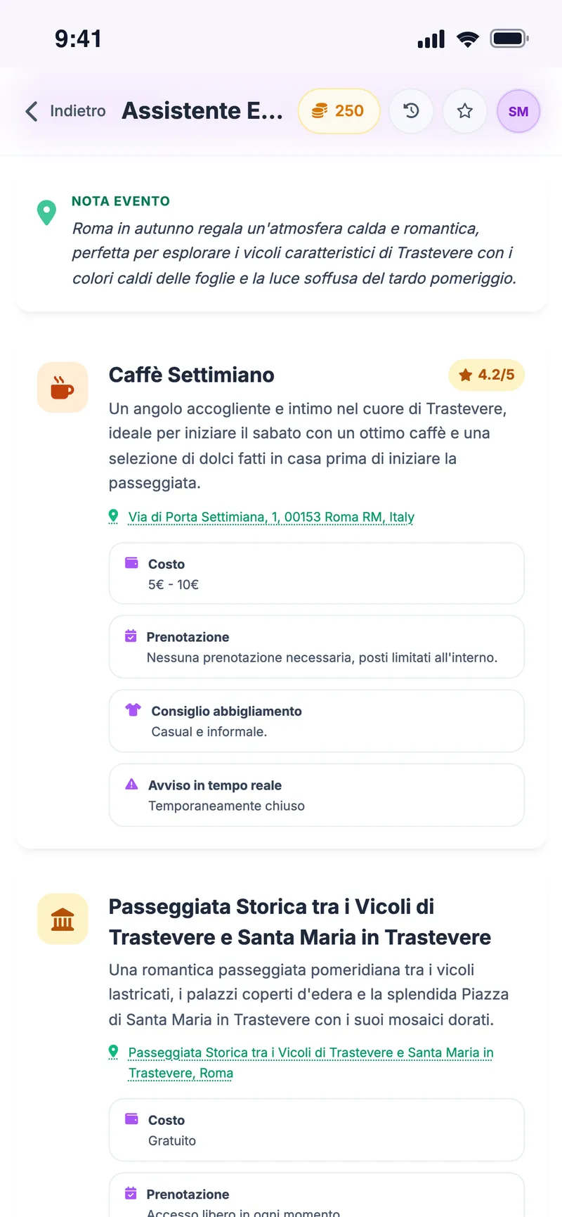 Luoghi reali suggeriti a Trastevere: caffè, trattoria e passeggiata con indirizzo, costo e consiglio d'abbigliamento