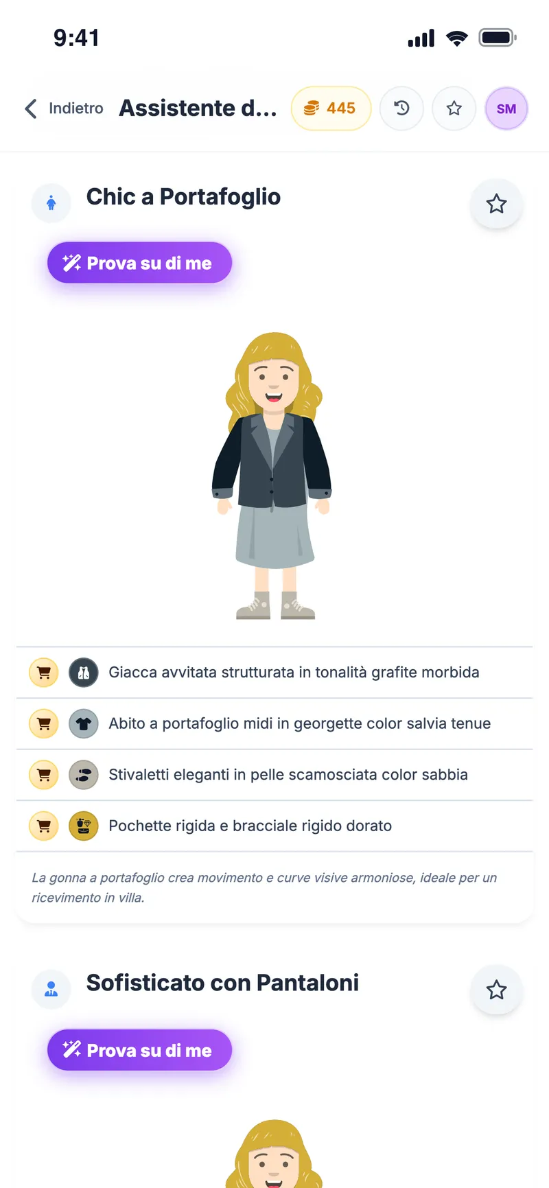 Un secondo outfit per lo stesso matrimonio, sull'avatar e con la lista dei capi