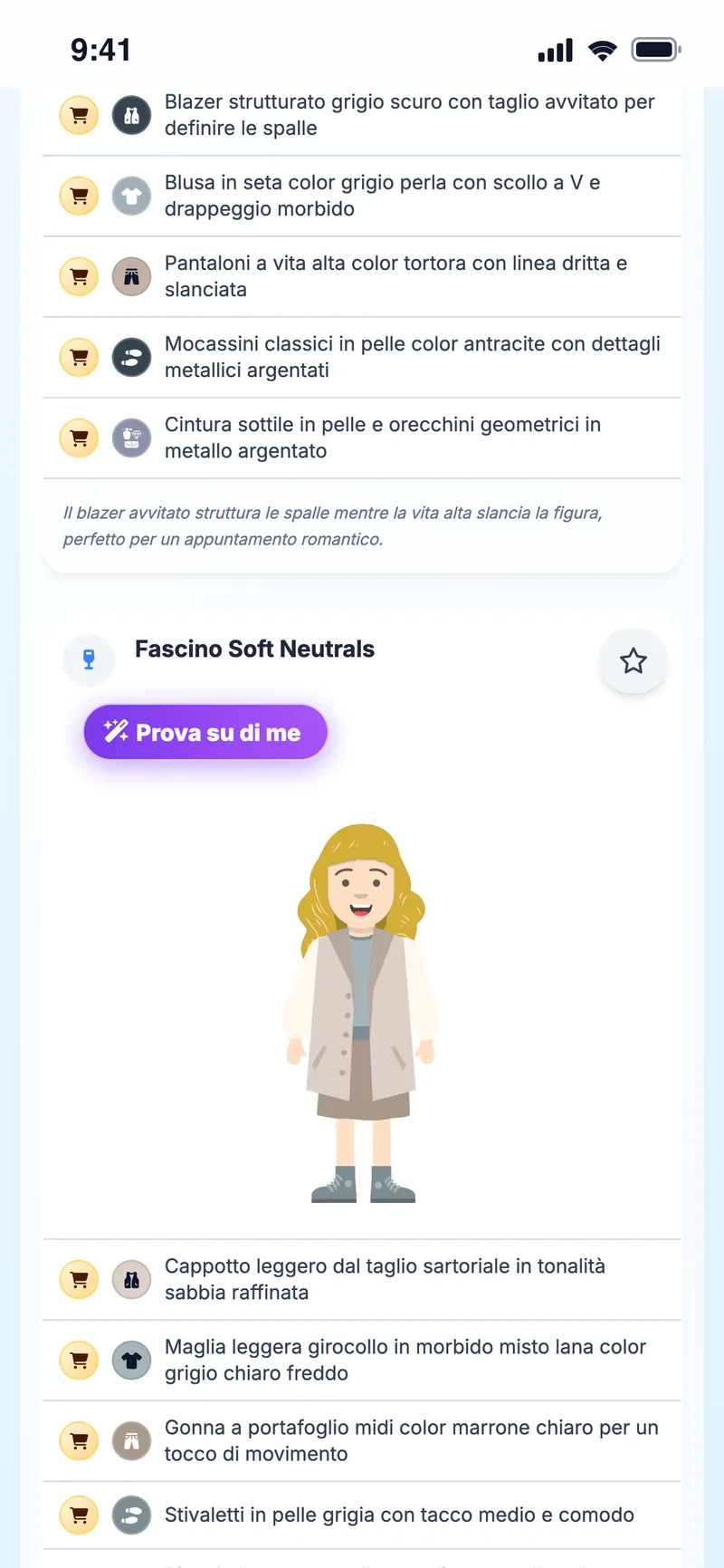 Altra idea di outfit per la stessa serata, sull'avatar e con i suoi capi