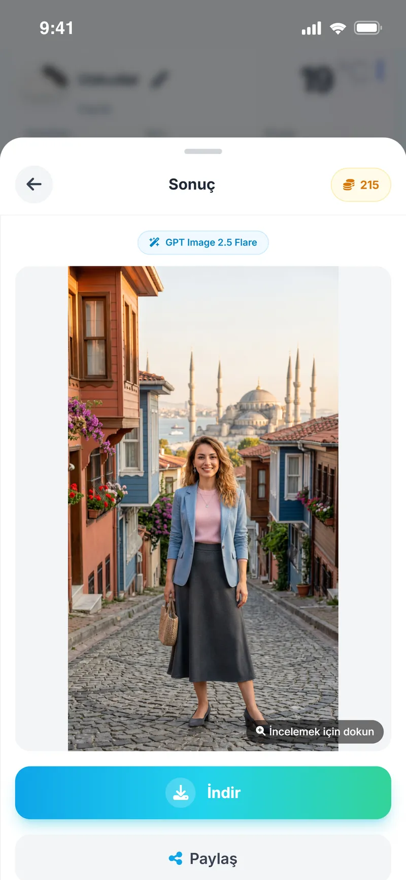 Hava durumuna göre önerilen kombinin kullanıcının fotoğrafındaki sonucu